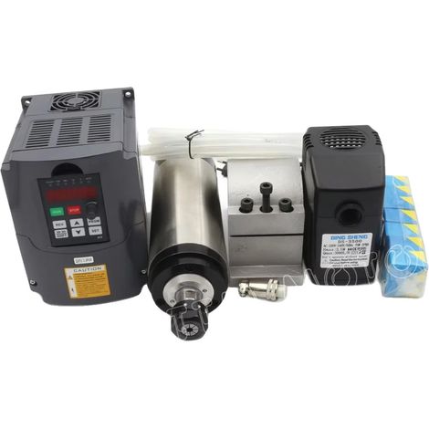 Kit de moteur de broche CNC, 1,5 kW refroidi par eau ER16, inverseur, support de 80 mm (1/2)