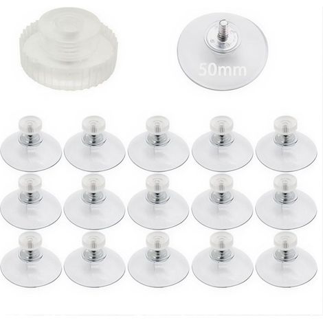 50 mm Durchmesser Kunststoff-Saugnäpfe, 15 Stück, Fenster-Saugnäpfe, Glas-Saugnäpfe, M5 Gewindemuttern aus Kunststoff, transparenter Kunststoff für Fenster, Wände und Türen. (1/5)