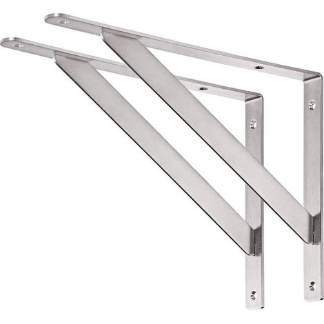 Équerres Étagères Murale Acier Inox Support d'étagère 35 x 25 cm - Equerre Etagere Charge Max 200KG Support Flottante pour Tablettes Etagères - Équerres de Fixation, avec Vis