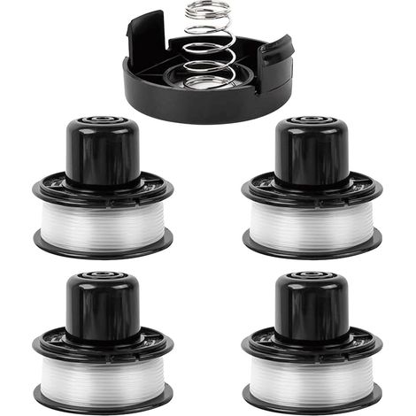 4 carretes de alambre compatibles con Black + Decker GL250 GL310 GL360 GL360SB, reemplazan el carrete A6226-XJ RS-136-BKP RS-136, con 1 tapa de eje y 1 resorte. (1/5)