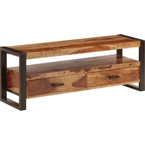 Meuble télé buffet tv télévision design pratique 120 cm bois solide de sesham