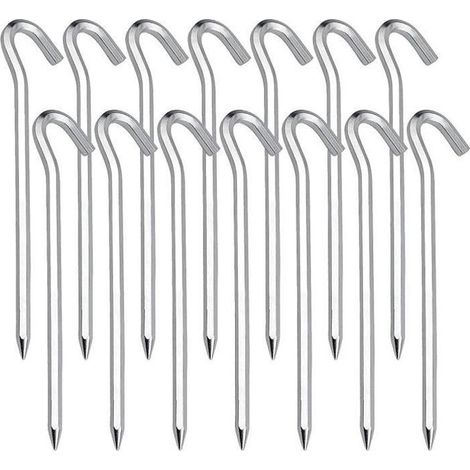 Online Store - 14 Pcs Sardines Piquet, Piquets de Tente en Acier Piquets de Fixation Sol Crochet- Idéal pour le jardin, le camping tentes (1/4)
