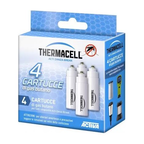 Pack de 4 cartouches de gaz butane – Recharge pour évaporateurs ThermaCELL – 220g par cartouche – Pour espaces extérieurs