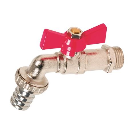 Robinet de puisage laiton nickelé avec manette papillon alu rouge - Série 6961 20x27 - 26x34
