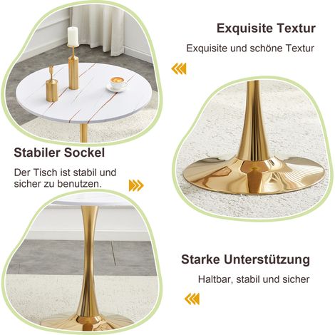 Table ronde design tulipe Ø 80 cm, table d'appoint moderne à piètement métal, sans chaises, parfaite pour cuisine et salon (1/5)
