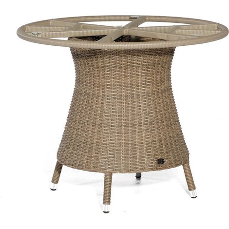 Tischgestell Base-Polyrattan 90 cm rund Alu/KS rustic-stream