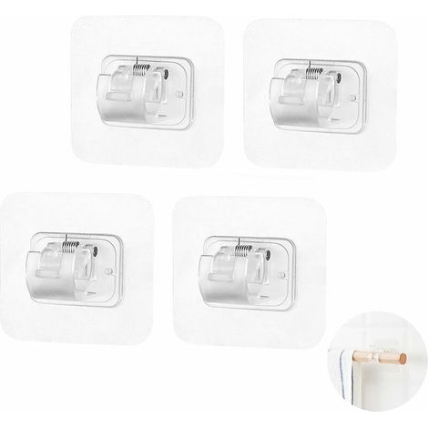 Supports de tringle à rideaux avec crochets auto-adhésifs, permettant de fixer les tringles sans perçage. (1/5)