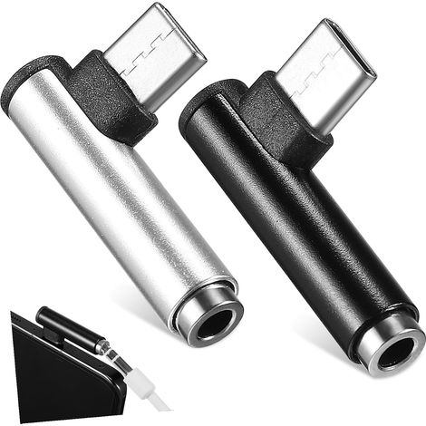 Adaptateur Audio USB-c vers 3,5mm Mini en Plastique, Angle Droit 90 Degrés, Pack de 2, Son Pur et Clair pour Téléphone Mobile Confortable à Tenir (1/5)