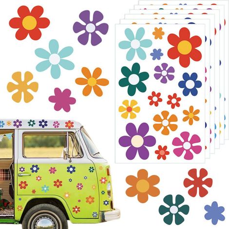 Autocollants muraux fleurs de marguerite auto adhésifs de différentes tailles pour fenêtres murs et décoration de voiture (1/5)