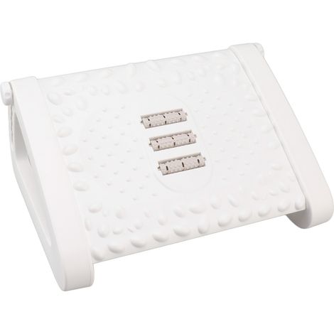 Repose-pieds de bureau réglable en hauteur (6 pouces), tabouret ergonomique avec fonction massage et rouleau, blanc.