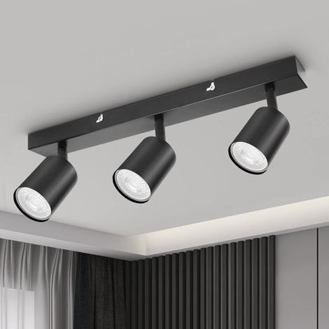 Three-Light Ceiling Light, Matte Black, GU10 Socket, 350° Adjustable, Indoor (1/5)