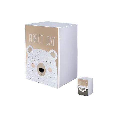 Housse anti-poussière pour sèche-linge Housse anti-poussière pour machine à laver Couverture avant de bande dessinée extérieure pour sèche-linge et sèche-linge Ours mignon Taille : 62 x 55 x 86 cm