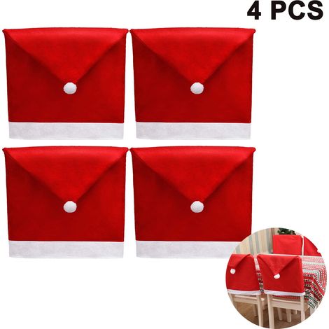 Housse De Dos De Chaise Noel - Chapeau Pere Noel 60 cm X 50 cm - Décoration De Table Festive - Lot De 1 (1/5)