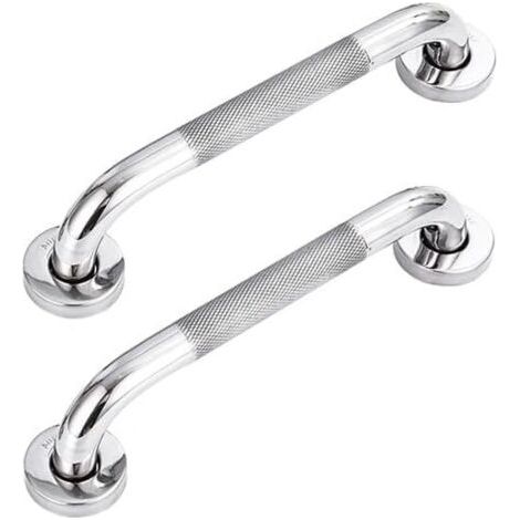 Juego de 2 barras de apoyo para baño de acero inoxidable 304 con agarre antideslizante, para bañera, inodoro, baño y barandilla de escalera. (1/4)