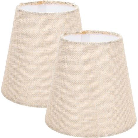 Lot de 2 abat-jour en tissu, petit abat-jour à pince pour ampoule, style rétro, accessoire pour lampe cylindrique (1/5)