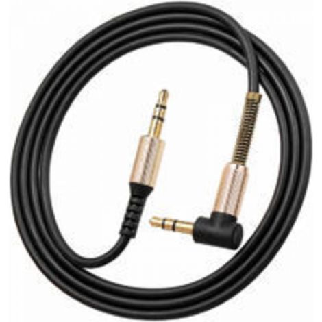 3.5Mm Audio Cable Jack Male A Male 90 Degres Angle Droit Stereo Voiture Telephone Portable Auxiliaire Extension Cable Audio, Noir, Noir, 1M (1/5)
