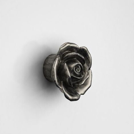 Pomolo antico a forma di rosa - Effetto argento