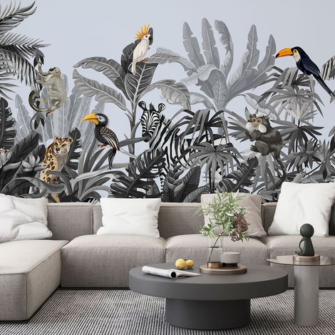 Papier peint panoramique - Animaux de la Jungle - 325 cm x 181 cm (1/4)
