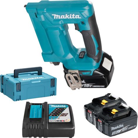 Makita – Agrafeuse électroportative 18V avec 2 batteries 3.0Ah – Longueur agrafes 7/10 mm – Moteur XPT – DST112RFJ