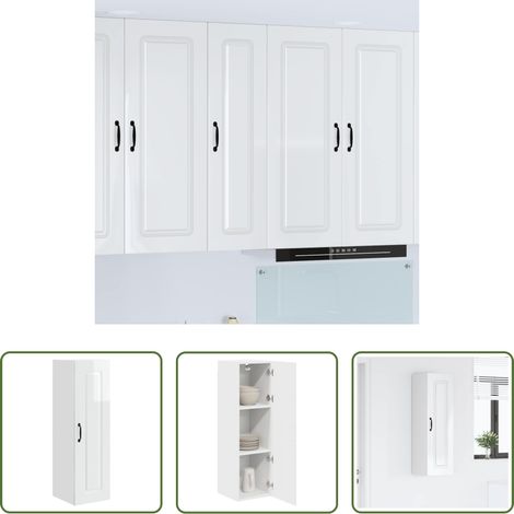 Holzschrank - Küchenschrank Kalmar Hochglanz Weiß 30 x 31 x 100 cm (1/5)