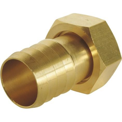 1 Raccord cannelé droit, écrou tournant 1 pouce, laiton, tuyau arrosage 25mm, extérieur (1/4)