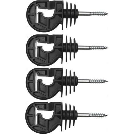 4x isolateur cloture électrique kombi universel noir à visser dans piquet bois fil corde cordon chevaux vache mouton gibier (1/2)