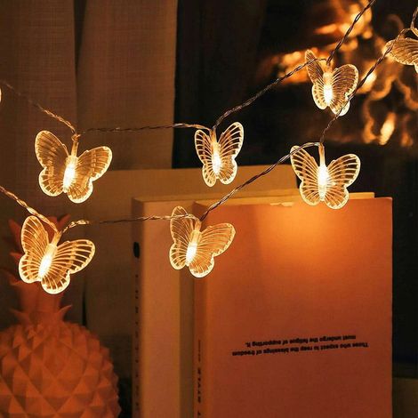 Guirlande Lumineuse Papillon - 3 Piles AA - 10 Pieds - 20 LED - Pour Décoration Intérieure Extérieure - Chambre Jardin Mariage Fête (1/5)