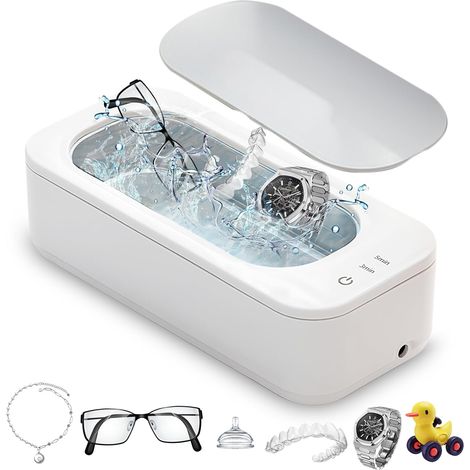 Ultraschallreiniger, 47.000 Hz, 350 ml, zur Reinigung von Brillen, Zahnprothesen, Schmuck, Ringen, Münzen und Halsketten (1/5)