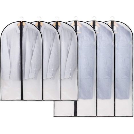 Fundas transparentes antipolillas para proteger ropa, camisas y trajes. Juego de 6 unidades, 120 x 60 cm / 100 x 60 cm. Otras opciones de almacenamiento.