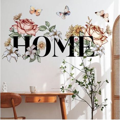 Blumen- und Schmetterlings-Wandtattoos für Zuhause – einfach abziehen und aufkleben – wasserfest – abnehmbare Wandaufkleber für Schlafzimmer, Wohnzimmer und Badezimmer (1/5)