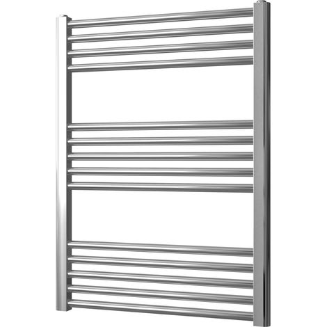 Greened House 600mm wide x 800mm Chrome Flat Central Heating Towel Rail high Designer Straight Towel radiator
