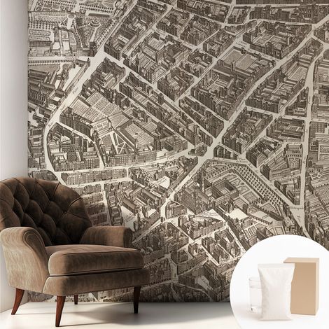 Tapete Vliestapete mit Kleber für Wohnzimmer Schlafzimmer Küche - Wanddekoration Städtisches Labyrinth 250x250 cm (1/5)