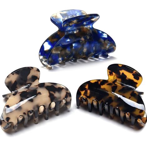 Lot de 3 pinces à cheveux antidérapantes de 9,5 cm, motif léopard écaille de tortue (1/5)