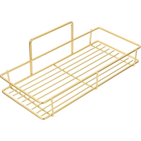 Étagère de salle bain à ventouses dorées, sans perçage, support rangement suspendu en fer pour (1/5)