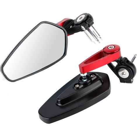 2 Stück Motorrad CNC Griff Aluminium Plane Rückspiegel Seitenreflektor Zubehör Rot (1/5)