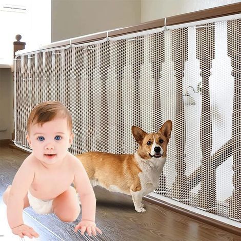 Filet de Protection pour Escaliers, Filet de Protection Enfant, Gardez Les Enfants et Les Animaux en Sécurité, Blanc(3m x 79cm) (1/5)