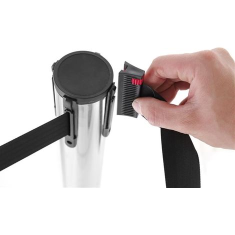 Absperrpfosten mit ausziehbarem Rollband, Länge 2,7 m ohne Sockel, Höhe 93 cm - Hendi 810422