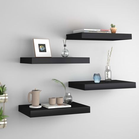 Floating Wall Shelves 4 pcs Black 40x23.5x3.8 cm MDF vidaXL