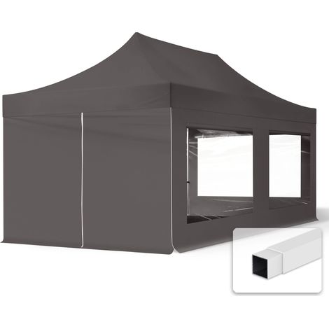 TOOLPORT 3x6 m Pop up Gazebo incl. 4 side panels with steel frame for instant shelter grey