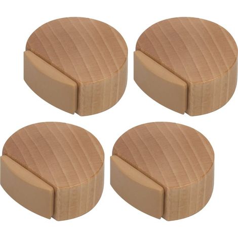 Butée de Porte Adhesive - Arrêt de Porte en Bois pour Sol et Parquet - Stop Porte Adhésif - Butoir de Porte Discret et élégant - Lot de 4 (Hêtre) (1/5)