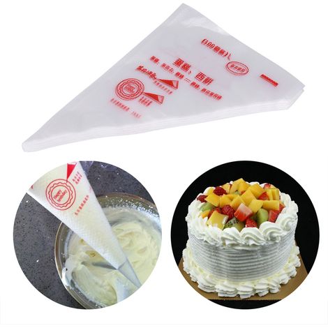 100 poches à douille en plastique de qualité alimentaire pour pâtisserie, fondant et décoration de gâteaux (L) (1/5)