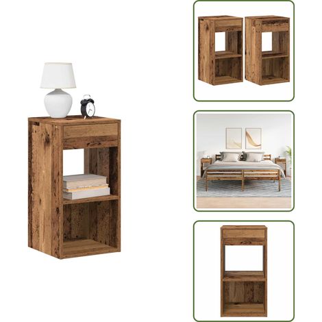 The Living Store Nachttische mit Schubladen 2 Stk. Altholz-Optik 35x34x66,5 cm - Nachtkommode (1/5)