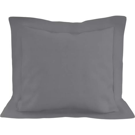 Taie d'oreiller en coton 57 fils 63x63 cm UNI gris, par Soleil d'ocre