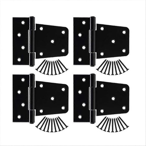 Charnières de portail robustes (lot de 4), en fer, 8,9 cm (3,5 pouces), pour portes de grange, de clôture ou portes battantes en bois. (1/5)
