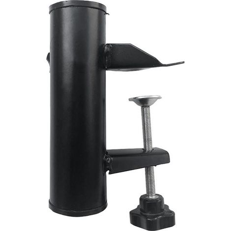 Support De Parasol Réglable En Acier Noir Pour Balcon Et Terrasse - Fixation Sur Rambarde Carrée - Diamètre 19-38mm - 1 Pièce (1/5)