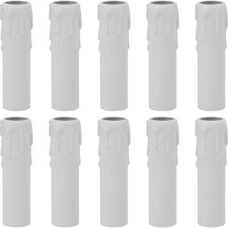 Paquet de 10 bougies gouttes gouttes en plastique couvre les tubes pour lustre lumière pendants luminaires blanc (1/5)