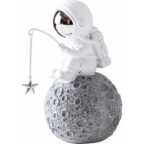 Resin Astronaut Figurine  Detailed Spacesuit, Astronaut Statue, for Desk, Silver, Star (1/5)