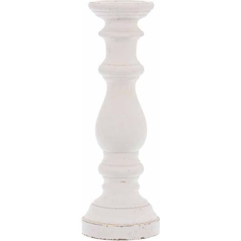 Large Column Candle Holder - Ceramic - L16 x W16 x H45 cm - Matt White