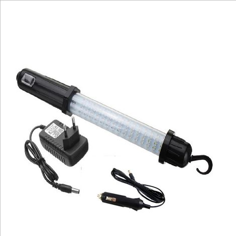 Lampe de travail mécanique, lampe de travail rechargeable, lampe de travail portable haute luminosité, lampe de poche LED compacte pour chantier de construction avec adaptateur et chargeur de voiture (1/5)