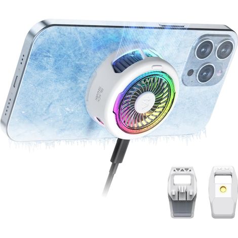 Refroidisseur magnétique pour téléphone portable Black Shark FunCooler 5, idéal pour les jeux vidéo, avec lumière RGB et radiateur pour (blanc)